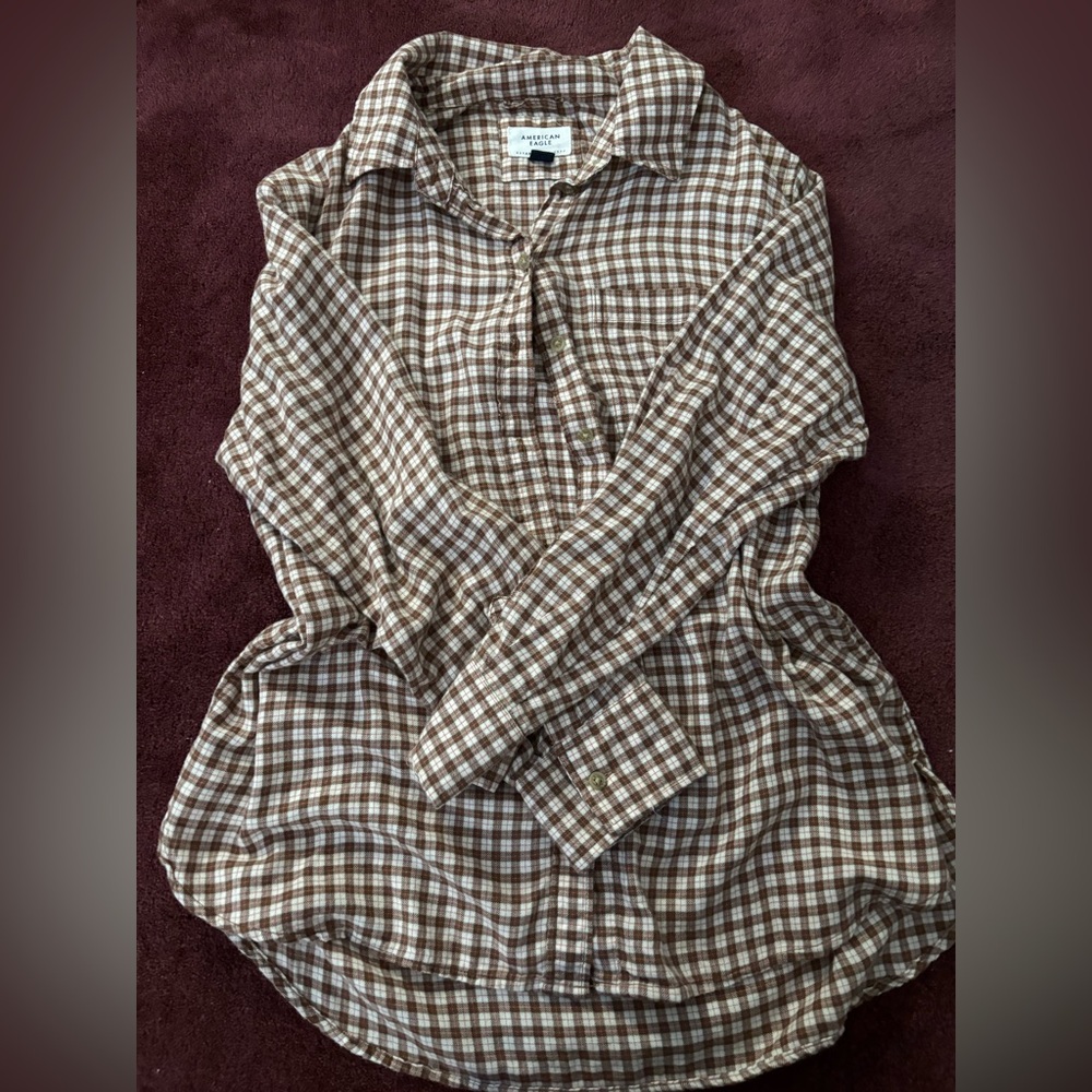American Eagle Outfitters Brown Plaid Shirt